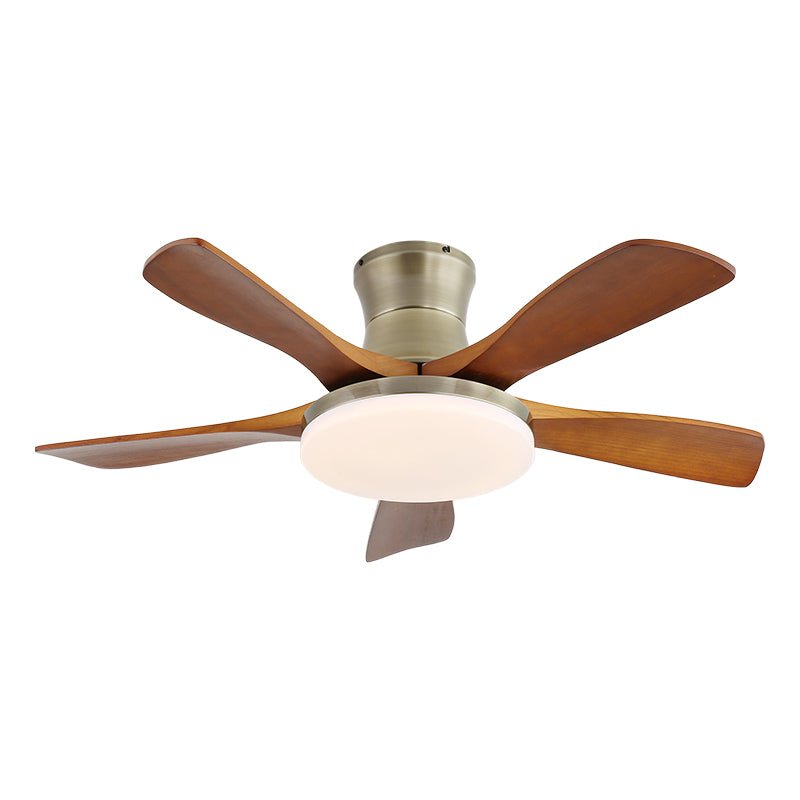 Moderne plafondventilator met verlichting in messing en hout – 106 cm Ø – Scandinavisch geïnspireerd design met 6 snelheden | Sansoti
