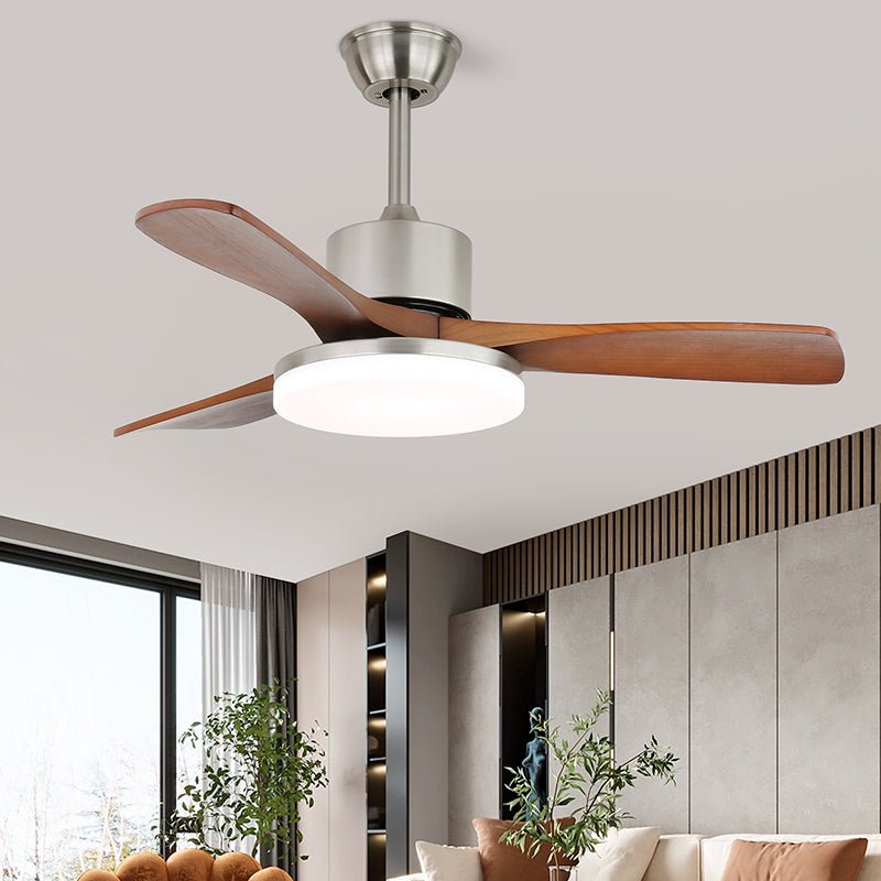 Moderne plafondventilator met verlichting in messing en hout – 106 cm Ø – Scandinavisch geïnspireerd design met 6 snelheden | Sansoti