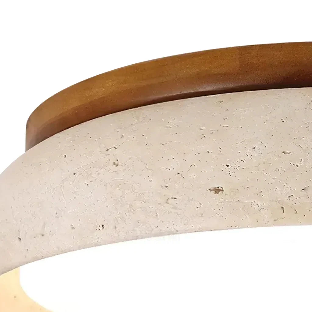 Plafondlamp van Travertin – Ronde LED Lamp met Warm, Diffuus Licht | Sansoti
