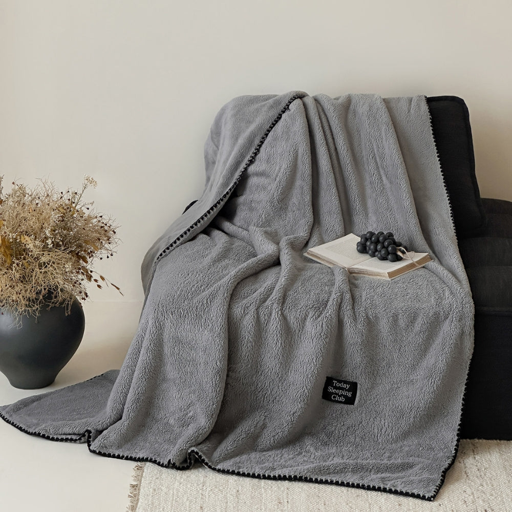 Bouclé Winter Blanket Fleece Wool Luxury Throw Decoration Bedroom Living Room Beige Green Gray 200x230 Warm | Sansoti