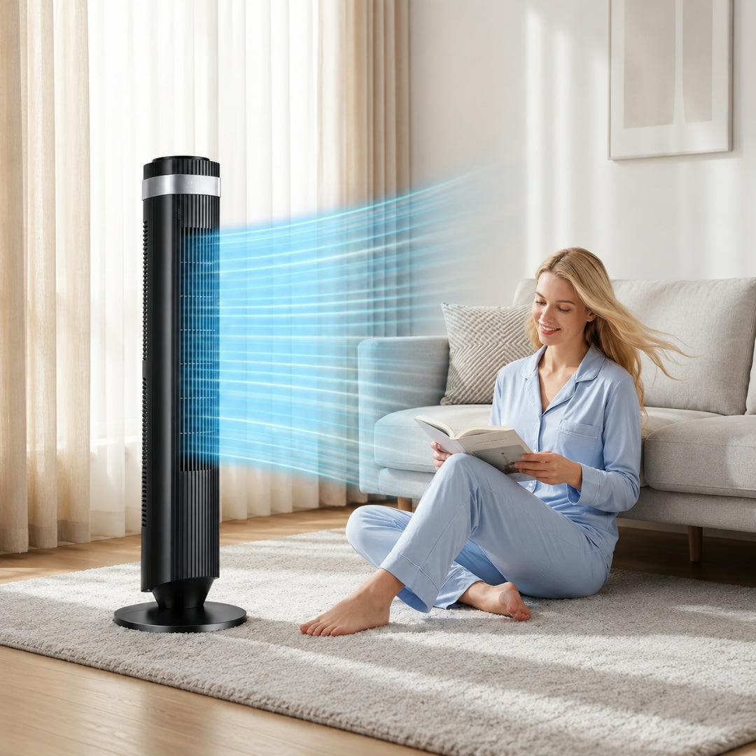 Stille Torenventilator 28dB Bladloos DC-motor Slaapkamer Kantoor Woonkamer Luchtcirculatie Compact Design | Sansoti