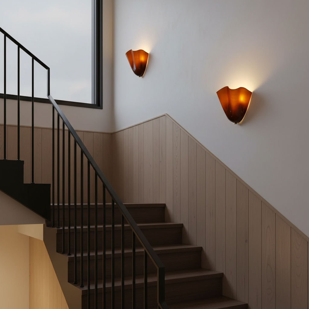 Design Wandleuchte aus mundgeblasenem Glas – Skulpturale Wandbeleuchtung für modernes Interieur