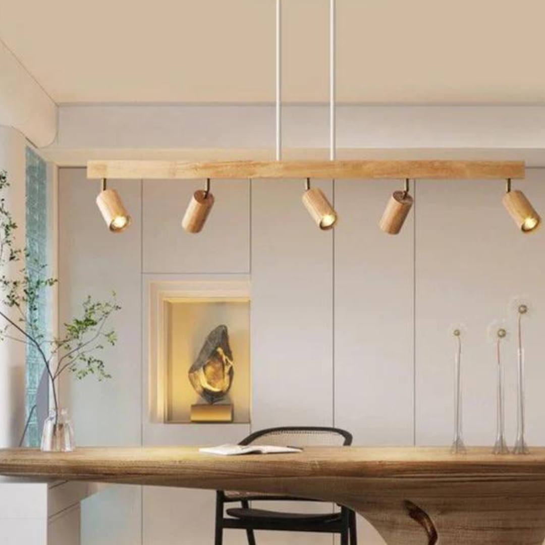 Spot de plafond orientable aspect bois en métal GU10 1 2 3 4 spots Blanc chaud ou froid Éclairage moderne Salon Cuisine | Sansoti