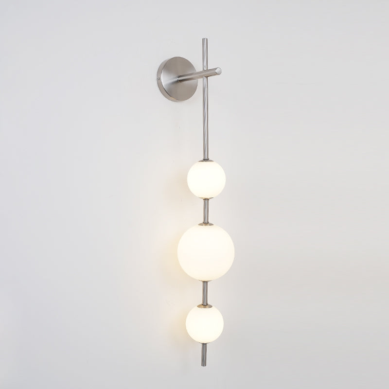 Verticale Glazen Bol Wandlamp – Moderne Wandverlichting met Gestapelde Bollen – Messing, Zwart of Nikkel – 3 Afmetingen | Sansoti