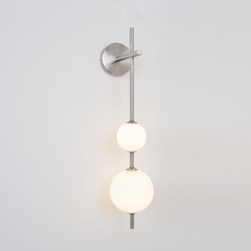 Verticale Glazen Bol Wandlamp – Moderne Wandverlichting met Gestapelde Bollen – Messing, Zwart of Nikkel – 3 Afmetingen | Sansoti