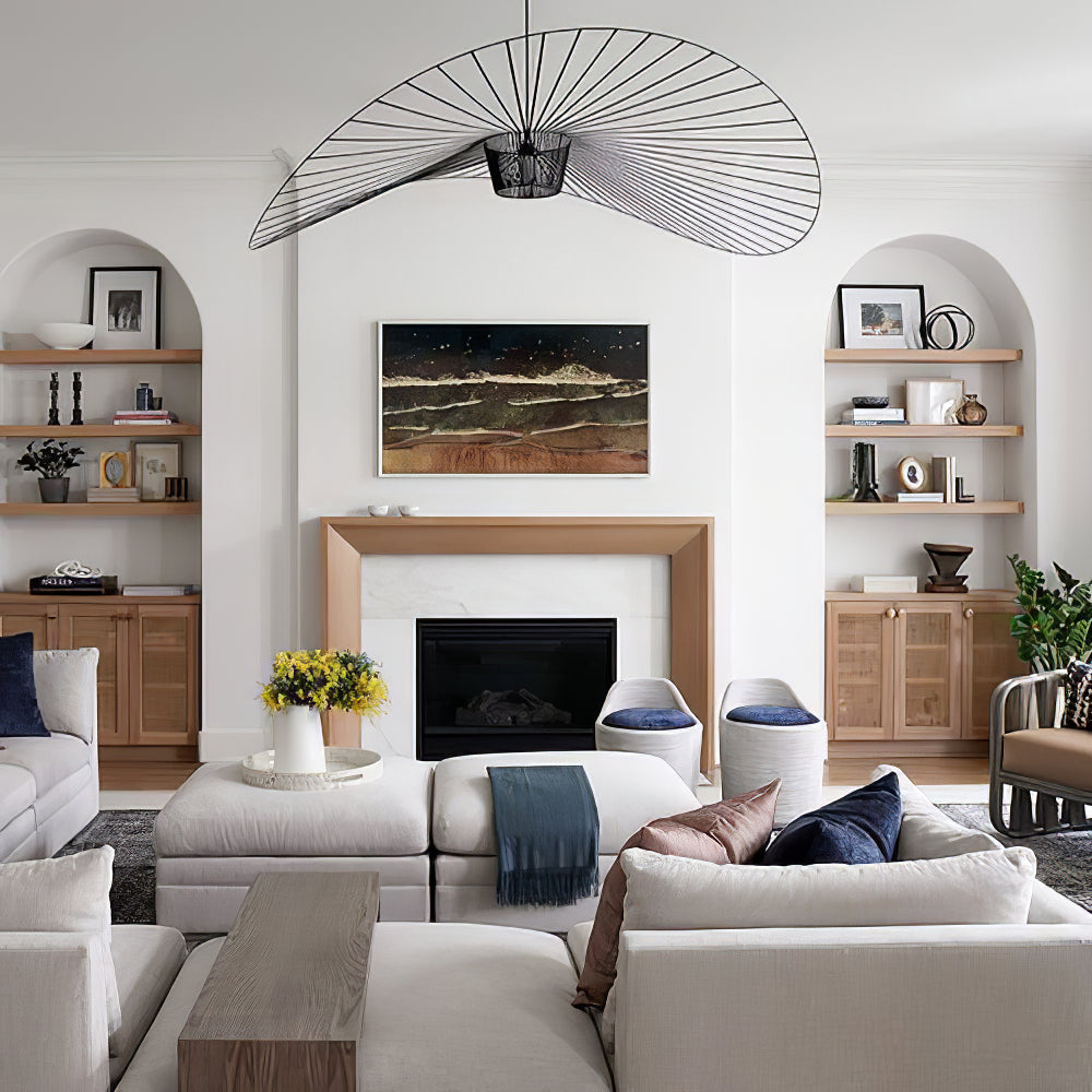 Hanglamp met Polyurethaan Ribbons – Sculptural Design Fiber Grote Zwevende Pendellamp Eetkamer – Ø80cm-Ø200cm | Sansoti