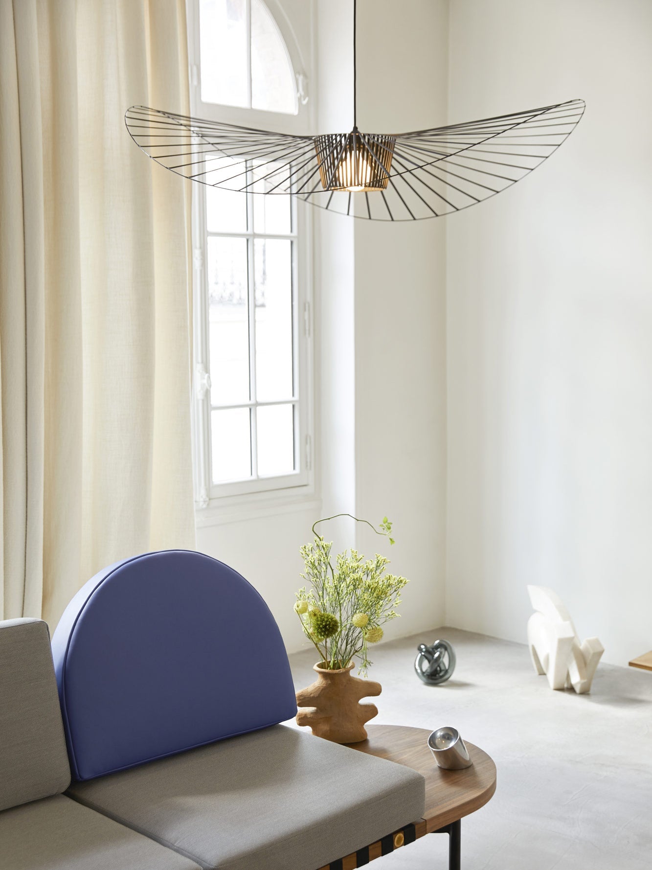 Hanglamp met Polyurethaan Ribbons – Sculptural Design Fiber Grote Zwevende Pendellamp Eetkamer – Ø80cm-Ø200cm | Sansoti