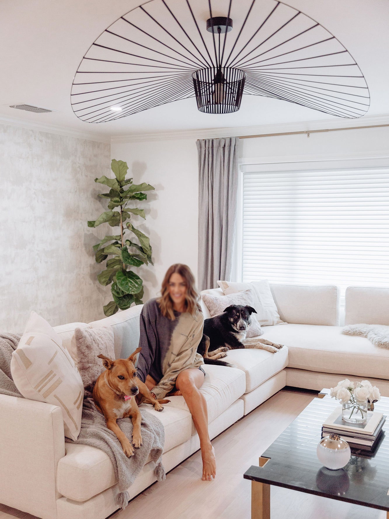 Hanglamp met Polyurethaan Ribbons – Sculptural Design Fiber Grote Zwevende Pendellamp Eetkamer – Ø80cm-Ø200cm | Sansoti