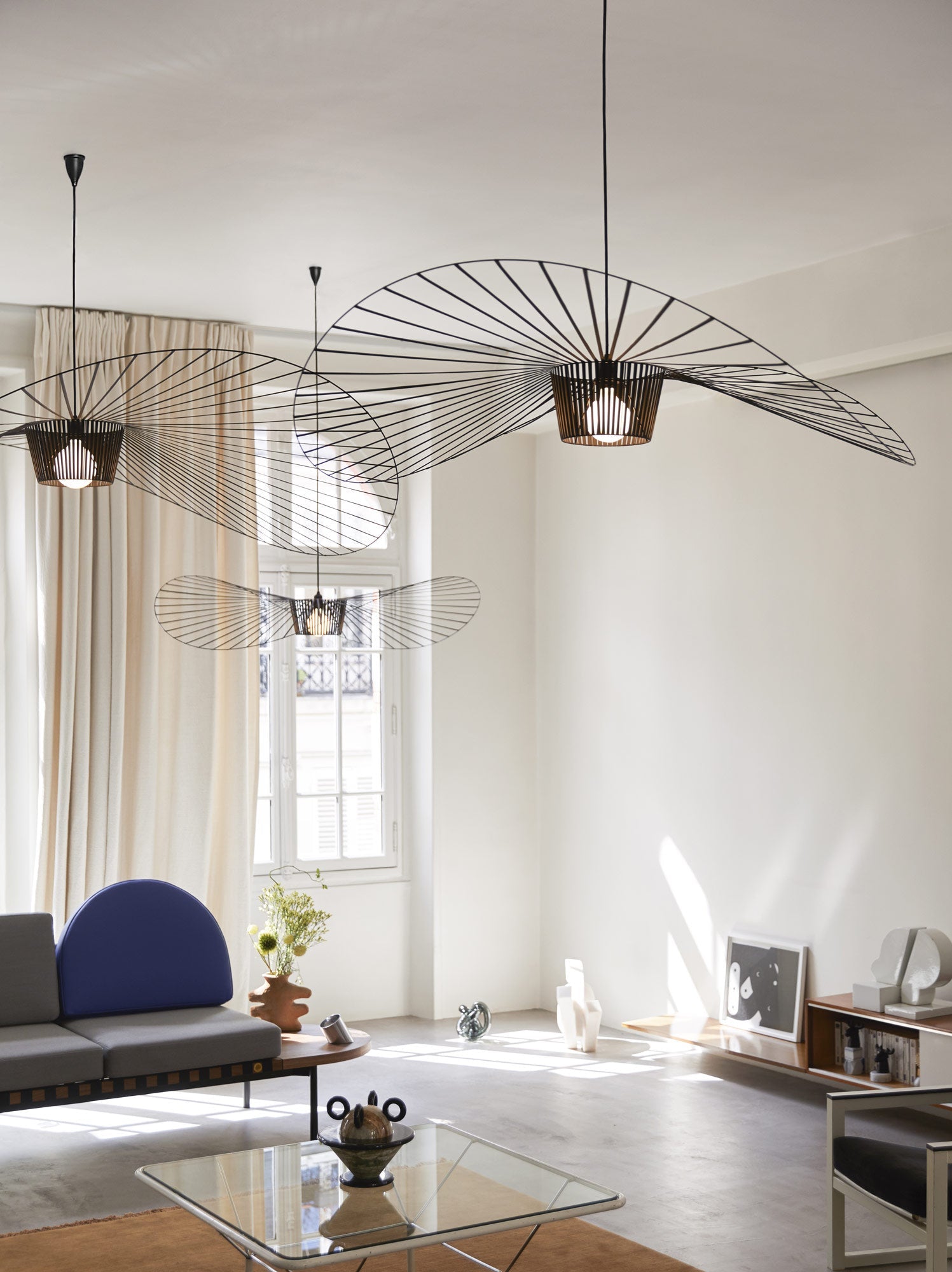 Hanglamp met Polyurethaan Ribbons – Sculptural Design Fiber Grote Zwevende Pendellamp Eetkamer – Ø80cm-Ø200cm | Sansoti
