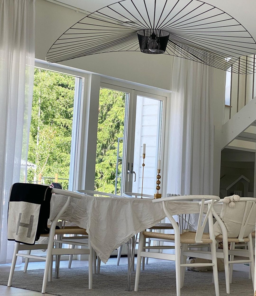 Hanglamp met Polyurethaan Ribbons – Sculptural Design Fiber Grote Zwevende Pendellamp Eetkamer – Ø80cm-Ø200cm | Sansoti