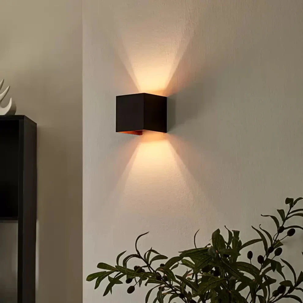 Adjustable LED wall lamp modern warm white aluminum design cube for hallway and living room | Sansoti