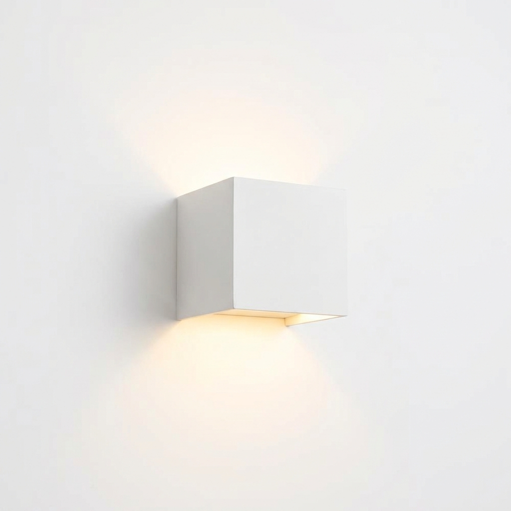 Adjustable LED wall lamp modern warm white aluminum design cube for hallway and living room | Sansoti