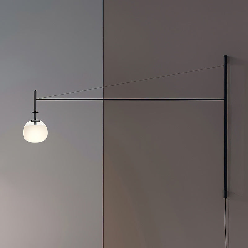 Verstelbare Wandlamp met Zwenkarm | Mondgeblazen Glazen Kap | Stekkermodel | Sansoti