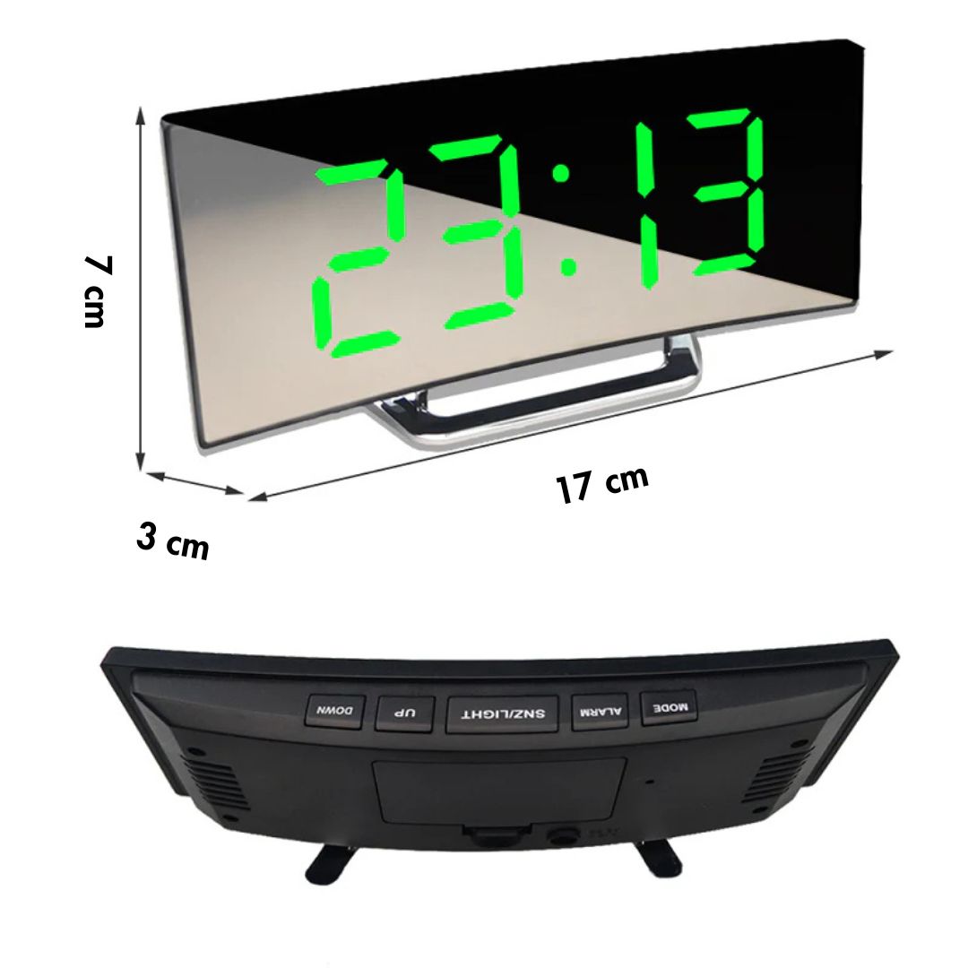 Digitale LED Wekker met Gebogen Display – Automatische Lichtregeling & Groot Scherm | Sansoti