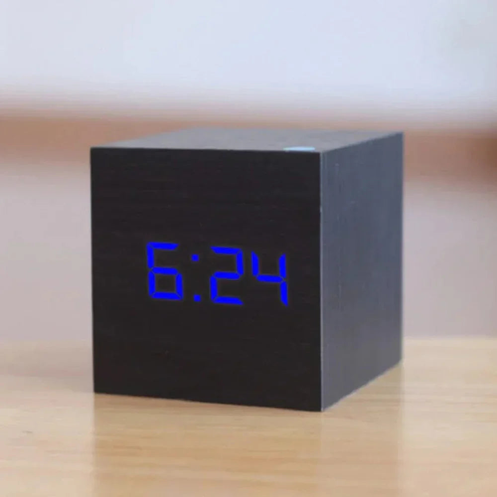 Compacte LED-Wekker Kubusvorm met Temperatuurweergave Nachtmodus en Alarmfunctie voor Slaapkamer Bureau | Sansoti