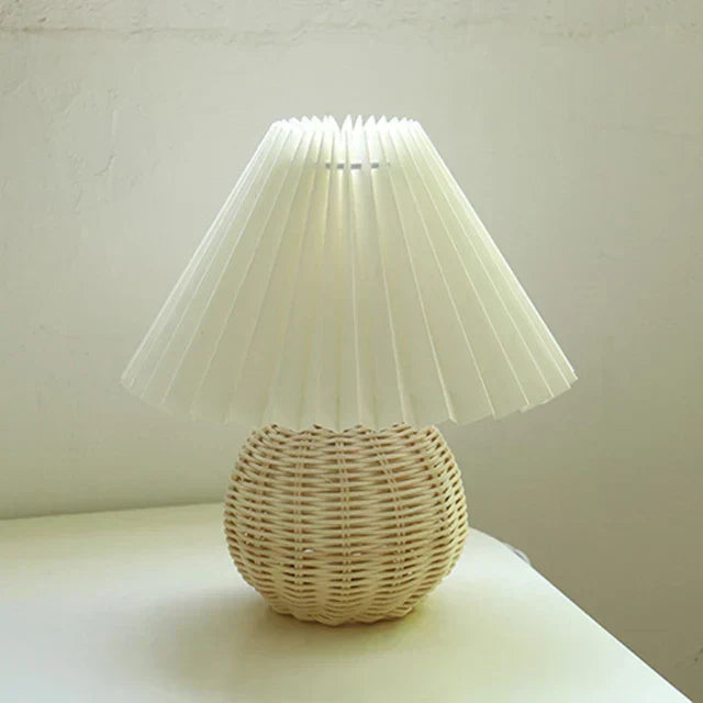 Tafellamp Vintage Met Plooikap E27 Retro Antiek 27cm Nachtkast Lamp | Sansoti