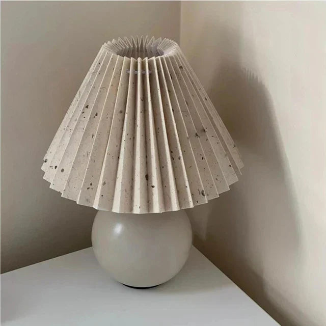 Tafellamp Vintage Met Plooikap E27 Retro Antiek 27cm Nachtkast Lamp | Sansoti