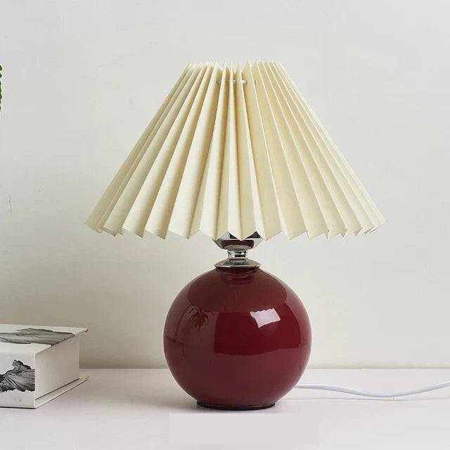 Tafellamp Vintage Met Plooikap E27 Retro Antiek 27cm Nachtkast Lamp | Sansoti