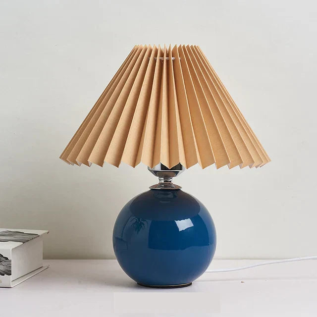 Tafellamp Vintage Met Plooikap E27 Retro Antiek 27cm Nachtkast Lamp | Sansoti