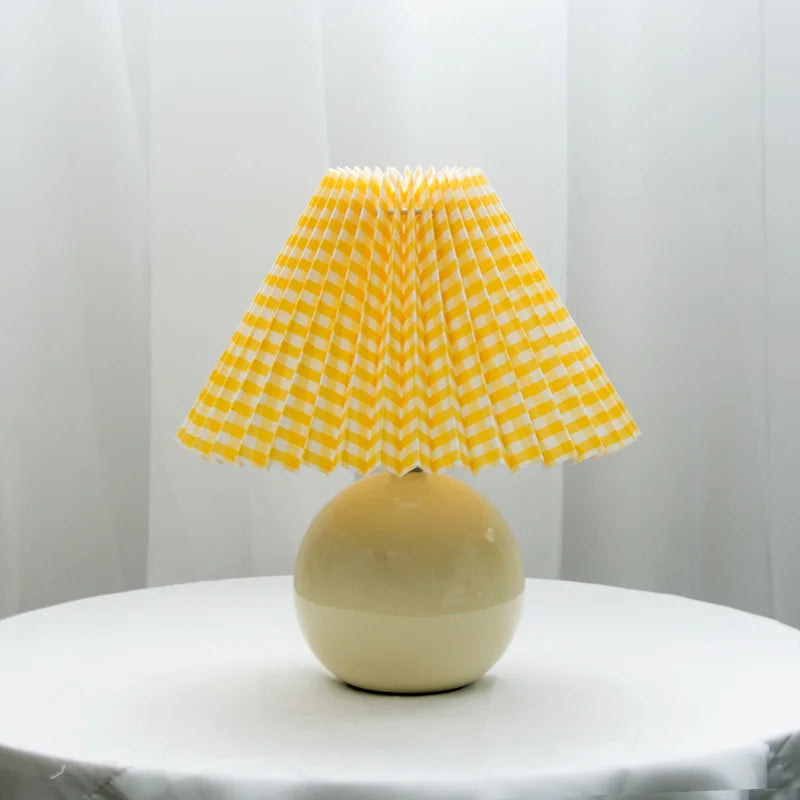 Tafellamp Vintage Met Plooikap E27 Retro Antiek 27cm Nachtkast Lamp | Sansoti