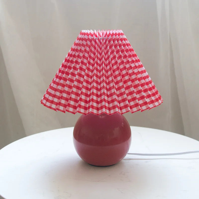Tafellamp Vintage Met Plooikap E27 Retro Antiek 27cm Nachtkast Lamp | Sansoti