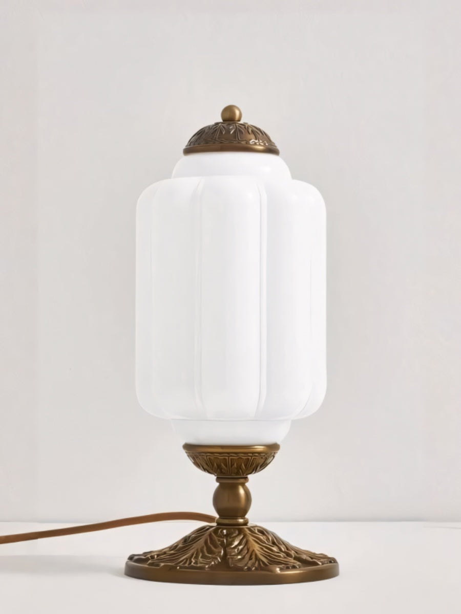 Vintage Glazen Tafellamp met Messing of Zwarte Afwerking | Sansoti