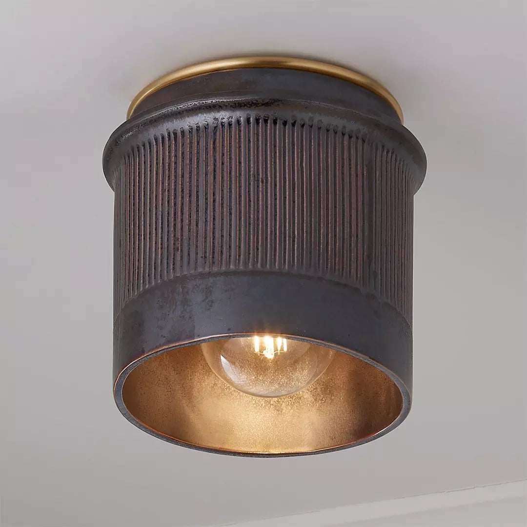 Vintage Zwart Metalen Industriële Plafondlamp Rustiek Design – Flush Mount voor Keuken Slaapkamer Hal | Sansoti