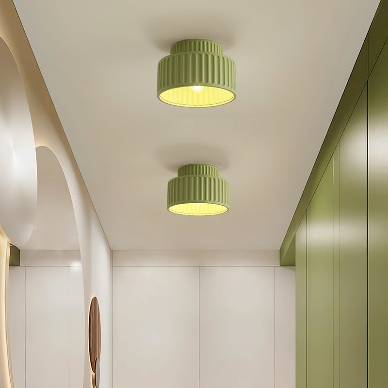 Deckenleuchte Gerippt Resin E27 Weiß Kompakt Modernes Interieur Wohnzimmer Küche Schlafzimmer Retro Design Deckenlampe | Restfield