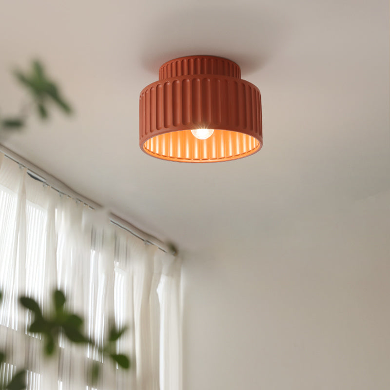 Deckenleuchte Gerippt Resin E27 Weiß Kompakt Modernes Interieur Wohnzimmer Küche Schlafzimmer Retro Design Deckenlampe | Restfield