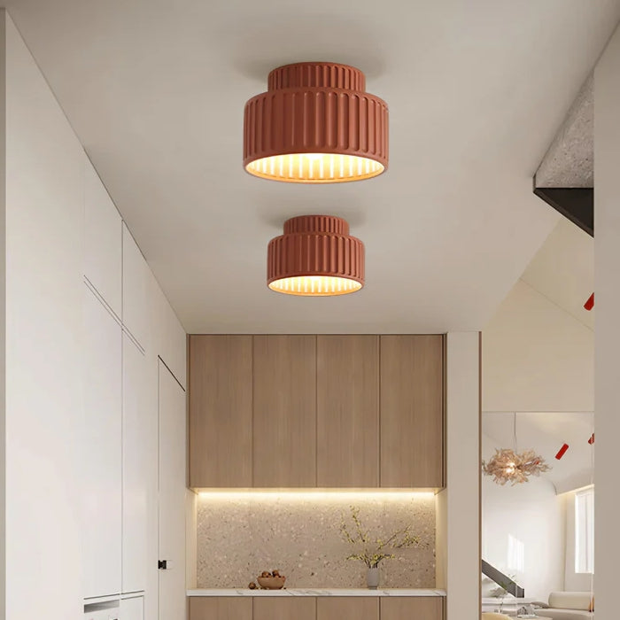 Deckenleuchte Gerippt Resin E27 Weiß Kompakt Modernes Interieur Wohnzimmer Küche Schlafzimmer Retro Design Deckenlampe | Restfield