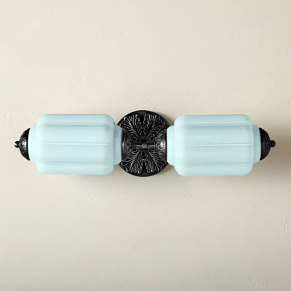 Vintage Art Deco Milk Glass Eloise Vanity Light Fixture