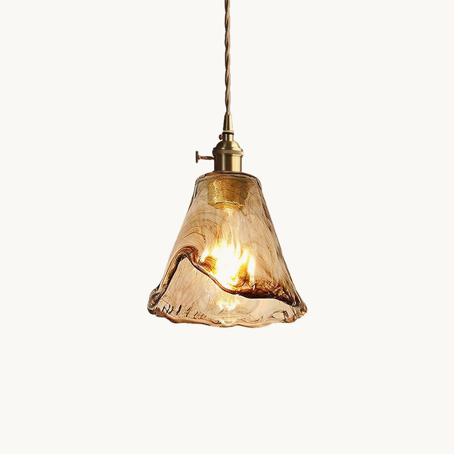 Vintage Hanglamp Messing & Amber Glas – Retro Verlichting Eetkamer Keukeneiland Bar Restaurant – E26/E27 Max 40W | Sansoti