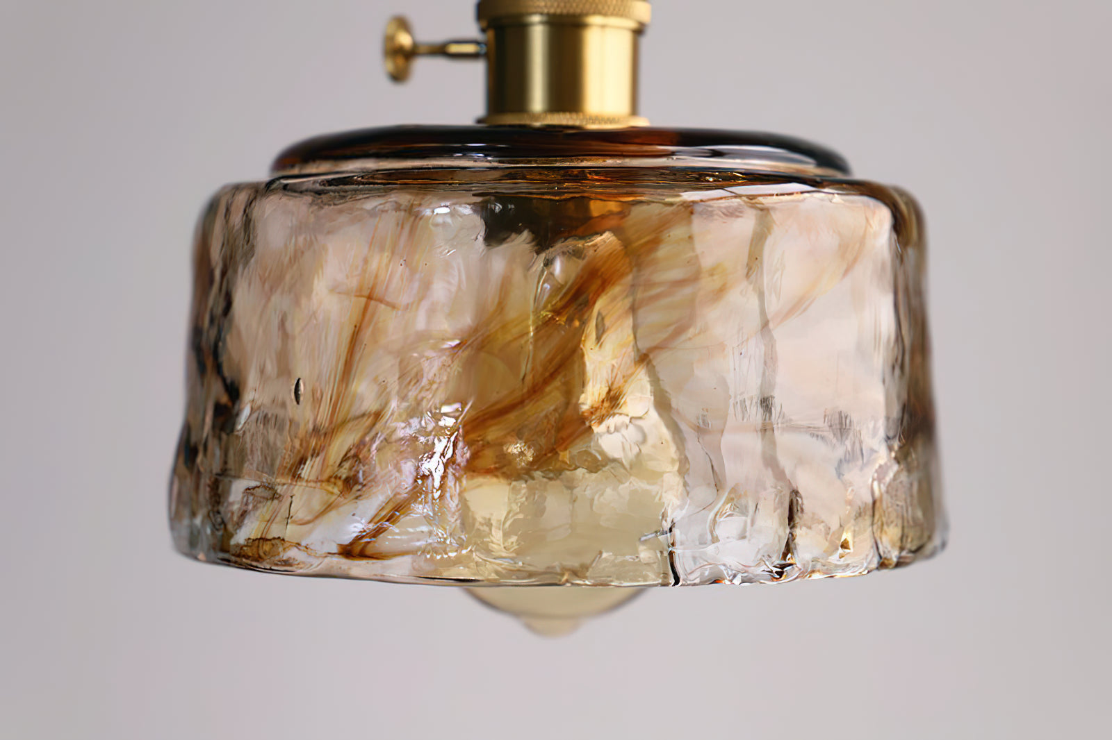 Vintage Hanglamp Messing & Amber Glas – Retro Verlichting Eetkamer Keukeneiland Bar Restaurant – E26/E27 Max 40W | Sansoti