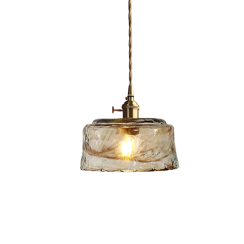 Vintage Hanglamp Messing & Amber Glas – Retro Verlichting Eetkamer Keukeneiland Bar Restaurant – E26/E27 Max 40W | Sansoti