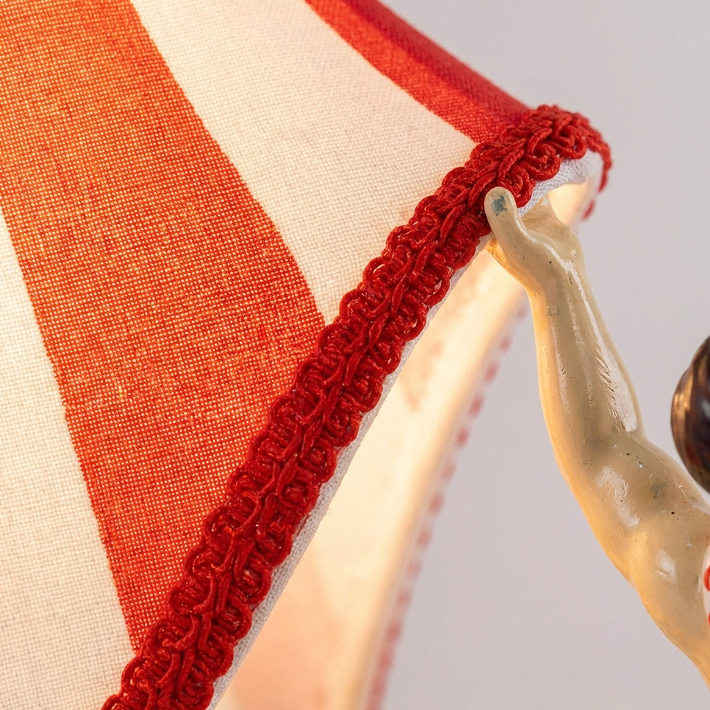 Tafellamp Vintage Circus Handgeschilderd Rood Wit Gestreept E27 LED Speels Retro Kinderkamer Woonkamer Decoratie Uniek Kunstig Sfeerlamp | Sansoti