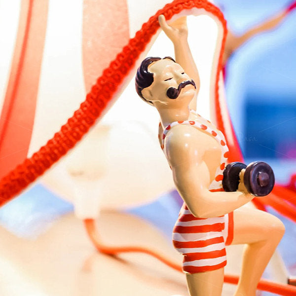 Tafellamp Vintage Circus Handgeschilderd Rood Wit Gestreept E27 LED Speels Retro Kinderkamer Woonkamer Decoratie Uniek Kunstig Sfeerlamp | Sansoti