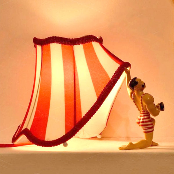Tafellamp Vintage Circus Handgeschilderd Rood Wit Gestreept E27 LED Speels Retro Kinderkamer Woonkamer Decoratie Uniek Kunstig Sfeerlamp | Sansoti