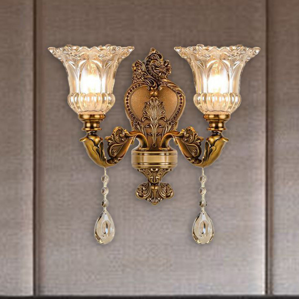 Wandleuchte aus goldfarbenem Vintage-Metall, verstellbares Licht, E14-Fassung, klassischer Stil, stimmungsvolle Beleuchtung für das Wohnzimmer | Sansoti