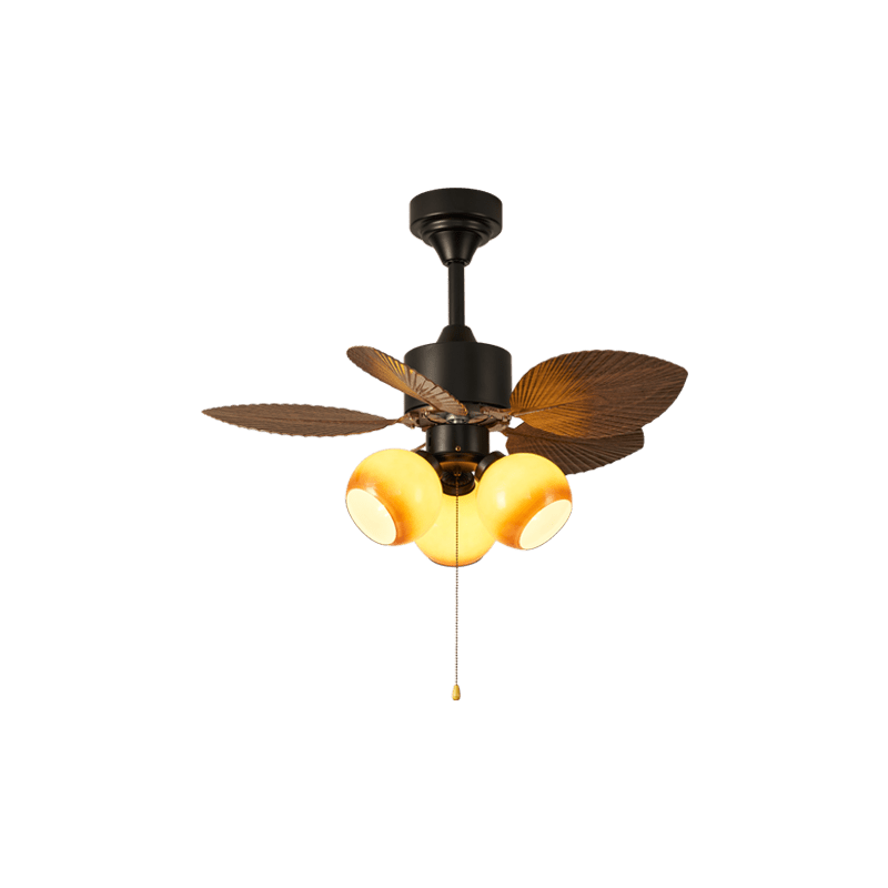 Plafondventilator met Bladmotief en Verlichting – Verstelbare Vintage Stijl | Sansoti