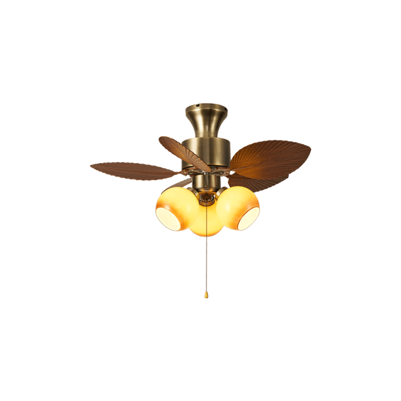 Plafondventilator met Bladmotief en Verlichting – Verstelbare Vintage Stijl | Sansoti