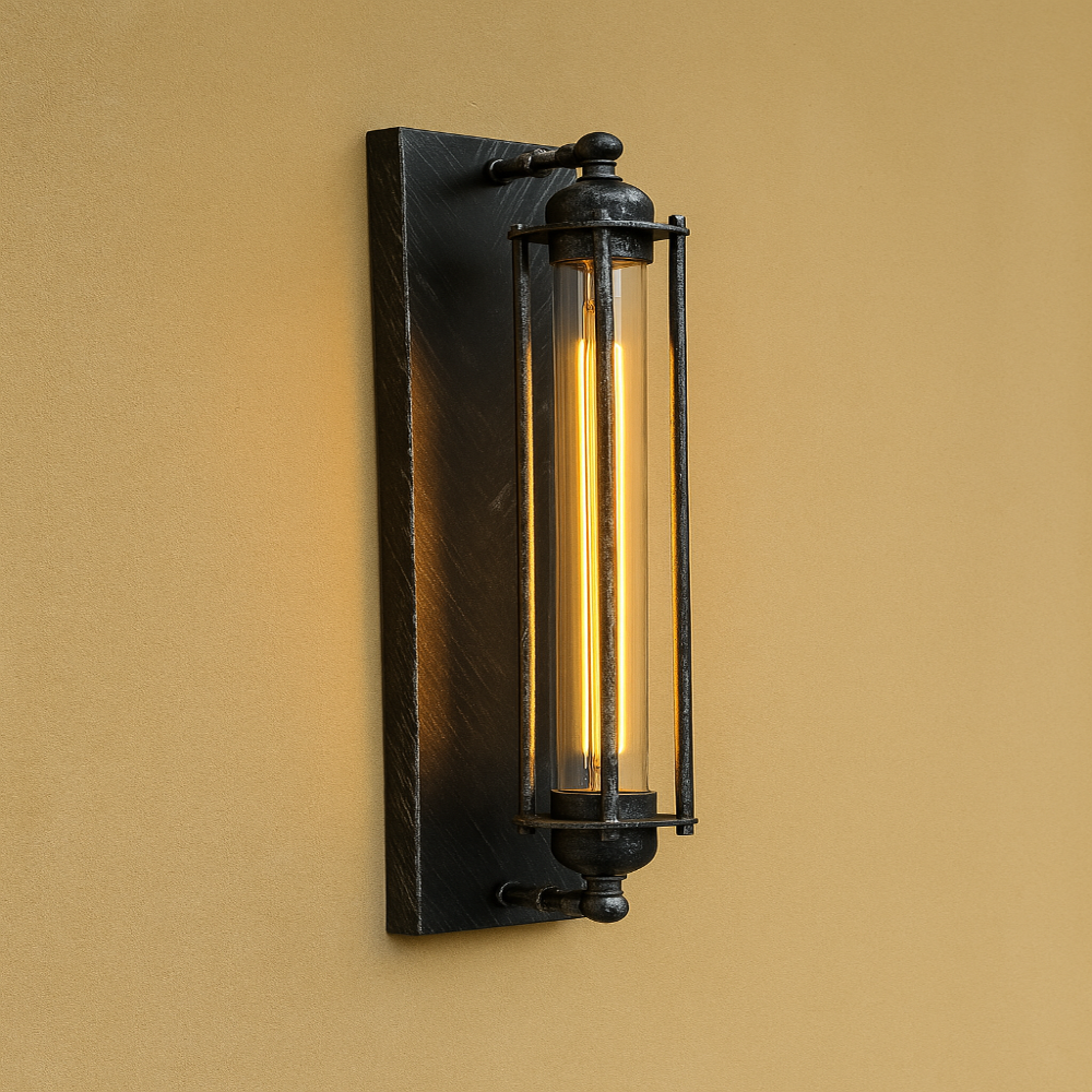 Vintage Wandlamp LED Metaal Gietijzer Zwart Zilver Brons 47x10cm | Sansoti