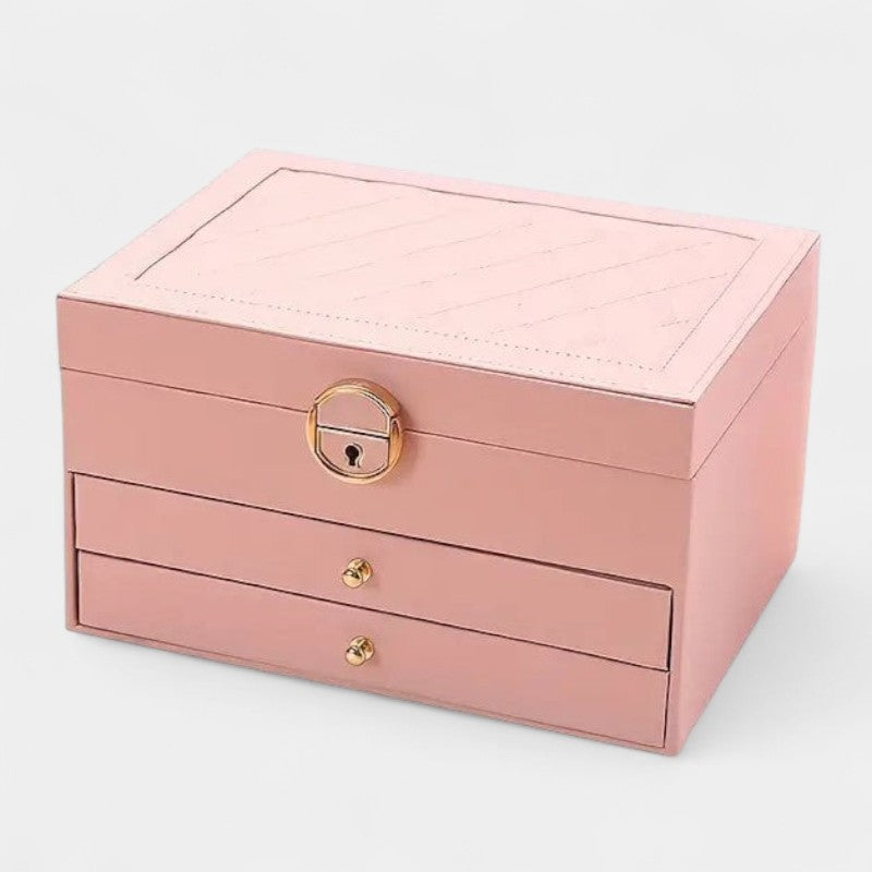 Virelle Sieradendoos Leer Zwart Roze Wit Groen - Luxe Organizer Juwelen Ketting Oorbellen Ring Opbergen Sieraden Box Kaptafel | Sansoti
