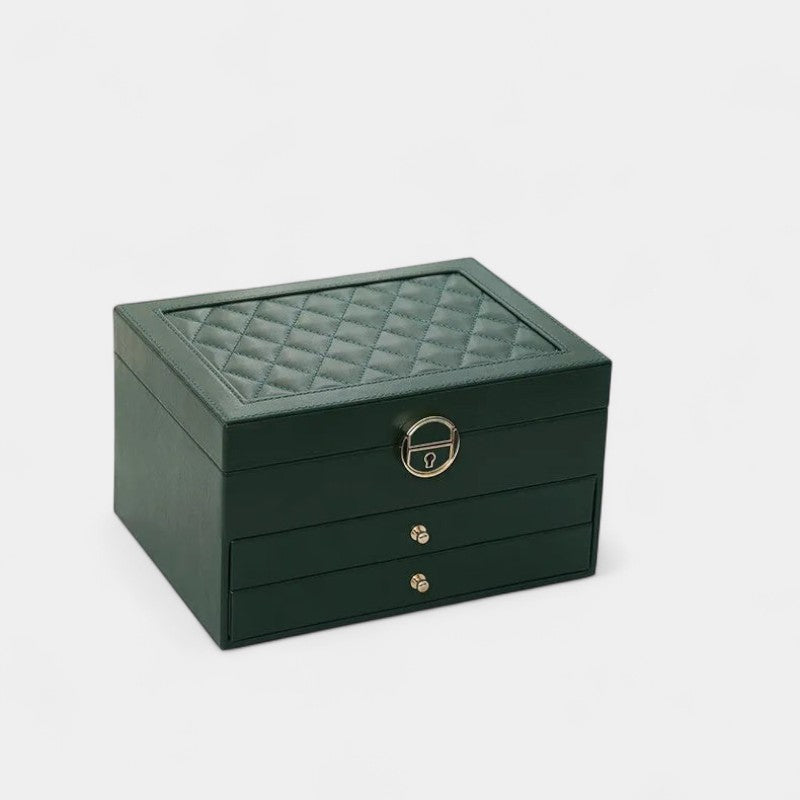 Virelle Sieradendoos Leer Zwart Roze Wit Groen - Luxe Organizer Juwelen Ketting Oorbellen Ring Opbergen Sieraden Box Kaptafel | Sansoti