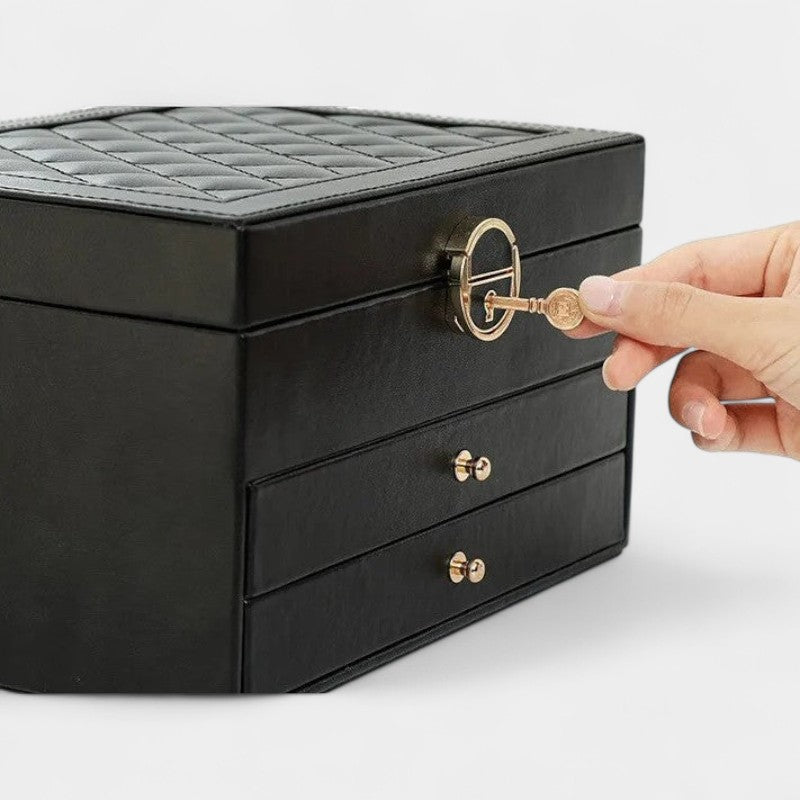 Virelle Sieradendoos Leer Zwart Roze Wit Groen - Luxe Organizer Juwelen Ketting Oorbellen Ring Opbergen Sieraden Box Kaptafel | Sansoti