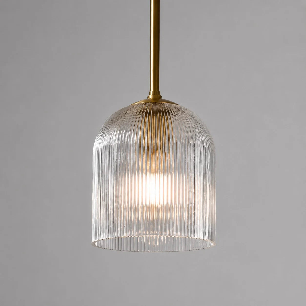 Geribbelde Glazen Hanglamp met Koperen Finish – Landelijke Stijl Verlichting | Sansoti