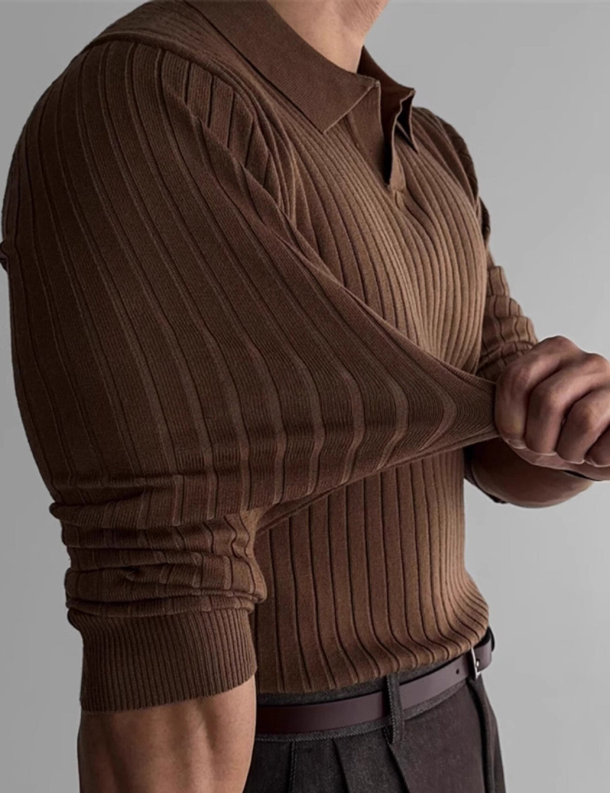 Gestricktes Poloshirt für Herren, tailliert, aus hochwertiger Baumwolle, Weiß, Schwarz, Braun, lässig, stilvoll, bequem, für den Alltag | Sansoti