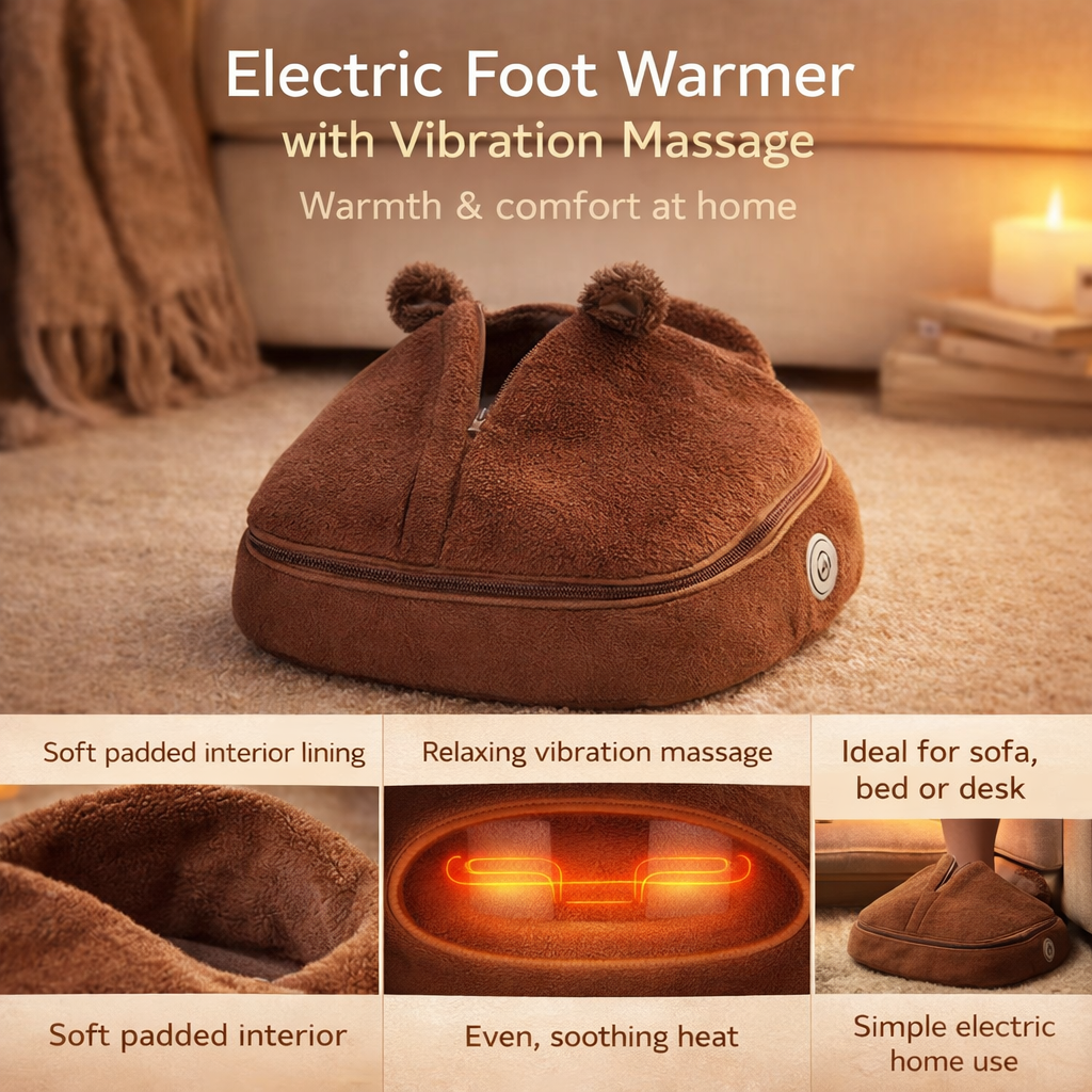 Elektrische Voetenwarmer met Trilmassage Zachte Voering Ontspanning Thuis Comfort Warm Winter Wellness | Sansoti