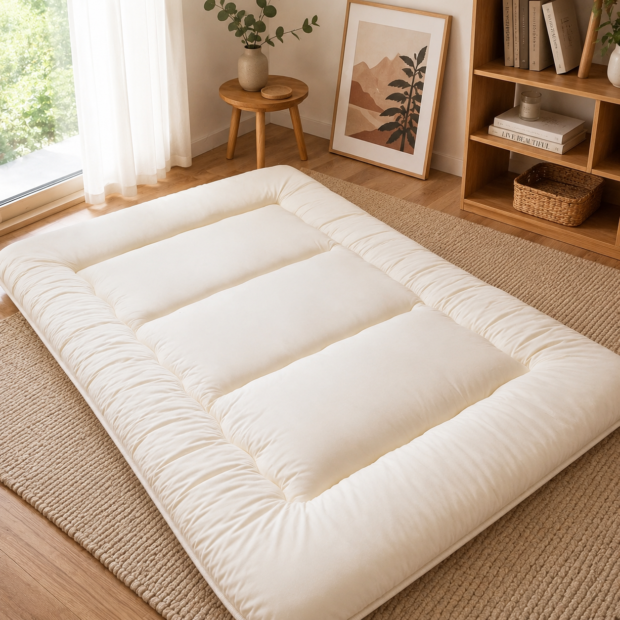 Opvouwbaar Futonmatras 10cm Dik Japanse Slaapmat Volwassenen Kinderen Tatami Yogamat Reisbed Gastenkamer | Sansoti