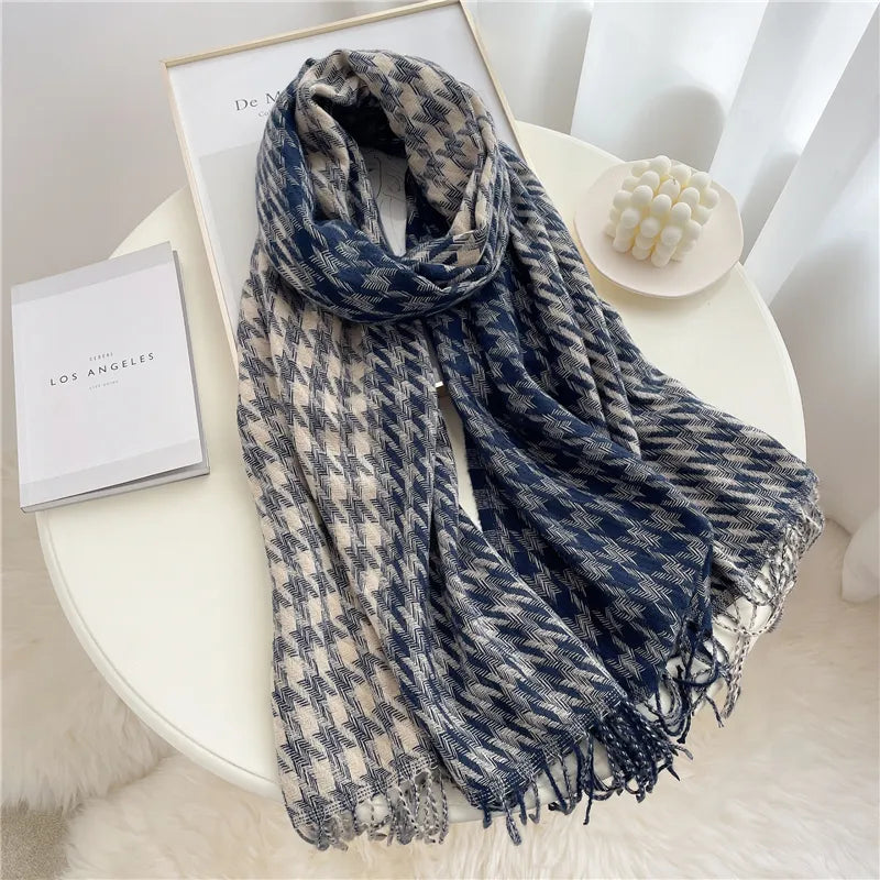 Kaschmir-Winterschal mit klassischem Karomuster, 200x65cm, luxuriöser Wollschal, warm und stilvoll für Damen und Herren | Sansoti