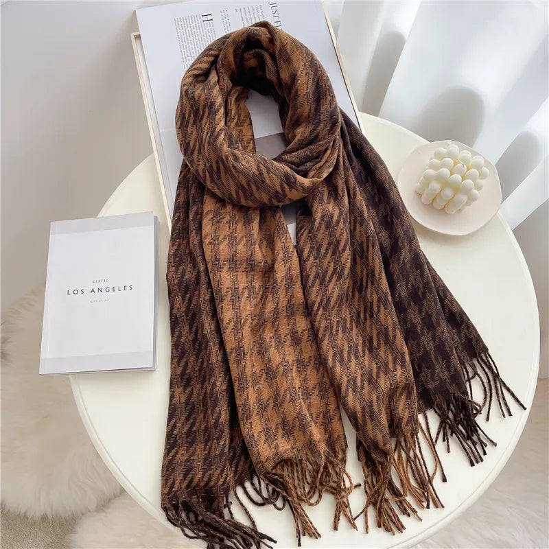 Kaschmir-Winterschal mit klassischem Karomuster, 200x65cm, luxuriöser Wollschal, warm und stilvoll für Damen und Herren | Sansoti